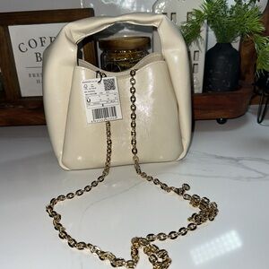 Mango Cream Shoulder Bag with Gold Chain